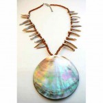 vintage abalone and glass bead necklace