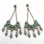 vintage anthony pablito zuni silver turquoise earrings