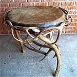 vintage antler drum end table z