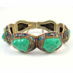 vintage chinese sterling filigree enamel turquoise bracelet