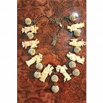 vintage chinese carved ox bone immortabls necklace