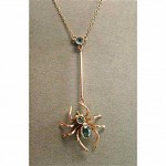 vintage edwardian gold and aquamarine spider necklace