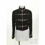 vintage gianni versace couture wool and leather jacket