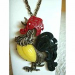 vintage hattie carnegie rooster brooch necklace