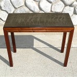 vintage john stuart danish modern bronze top teak table