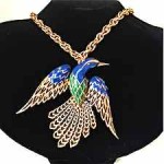 vintage jomaz enamel bird necklace