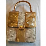 vintage lucite and tweed purse