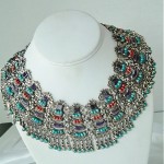 vintage matl sterling jeweled collar necklace