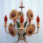 vintage midcentury metal sunflower chandelier