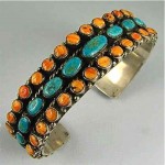 vintage navajo triple row turquoise spiny oyster bracelet