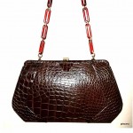 vintage palizzio crocodile lucite handle handbag with tag