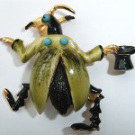 vintage rare hattie carnegie enamel dancing bug brooch