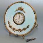 vintage russian enamel over silver diamond clock