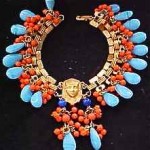 vintage miriam haskell egyptian revival molded glass bracelet