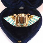 vintage 14k jeweled egyptian revival enamel tut pin