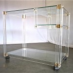 vintage italian midcentury brass glass and lucite serving cart