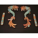 z vintage 1950s pepe mendoza mexico enamel door handles