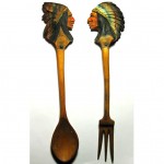 z vintage anri carved wood fork and spoon set