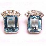 antique art deco aquamarine and diamond earrings