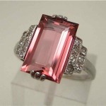 antique art deco pink tourmaline diamond 18k ring