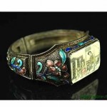 antique chinese enamel ox bone silver bracelet