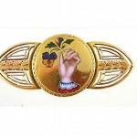 antique french 18k gold enamel brooch