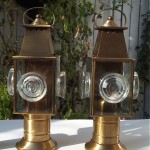 antique pair brass nautical lantern sconces