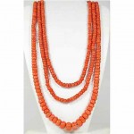 antique victorian long salmon coral bead necklace