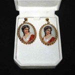 vintage 14k limoges porcelain handpainted earrings