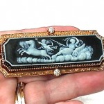 vintage 1890s 14k diamond cameo pin pendant z