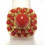 vintage 18k coral bead ring