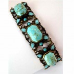 vintage 1920s art deco czech enamel glass turquoise glass bracelet