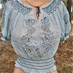 vintage 1930s smocked embroidered peasant blouse