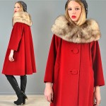 vintage 1950s cashmere fox collar coat