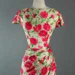 vintage 1950s silk draped floral cocktail dress z