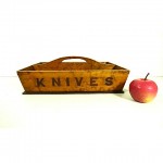 vintage 19th century maple cutlery tote box z