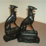 vintage art deco cast iron grehound bookends