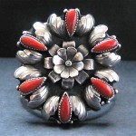 vintage carl luthy navajo sterling coral bracelet