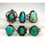 vintage collection of sterling turquoise navajo rings