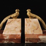 vintage french art deco spelter marble bookends