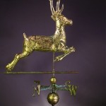 vintage gilded copper and brass reindeer weather vane-2