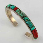 vintage navajo sterling turquoise coral bracelet