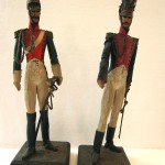 vintage pair carved wood french soldiers