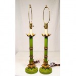 vintage pair of painted metal table lamps z