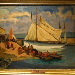 antique 1900s barnoin harbor landscape oil painting