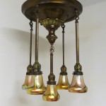 antique art nouveau bronze art glass chandelier