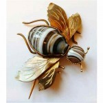 antique victorian c. 1870 banded agate insect brooch