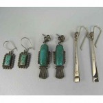 trio of navajo turquoise and silver earrings