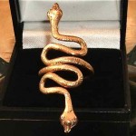 antique 1900s victorian 18k snake ring with natural diamonds