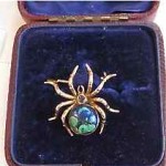 victorian 18k diamond turquoise spider brooch